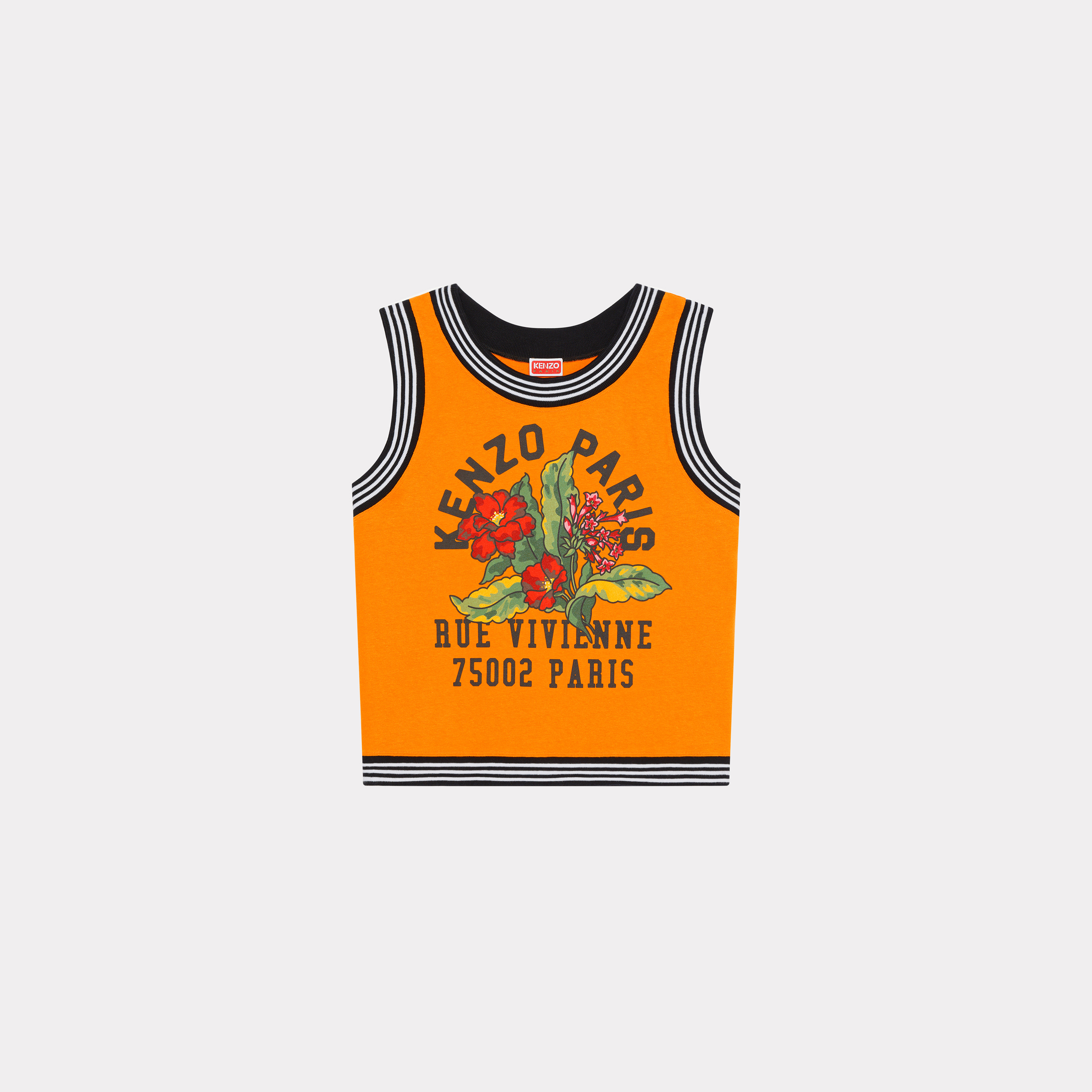 Kenzo 'aloha Flower Tattoo' Loose Tank Top Medium Orange Womens